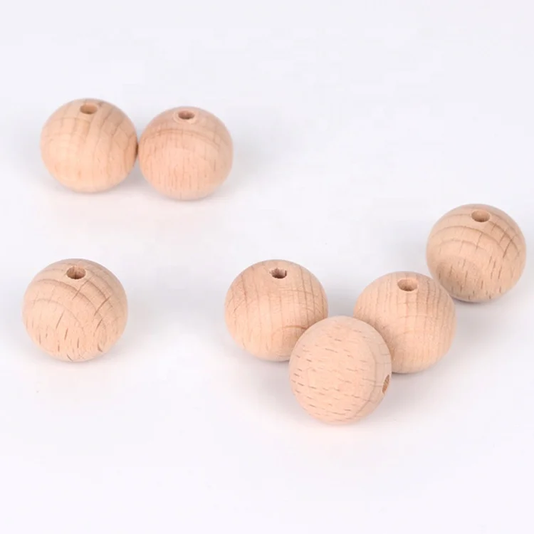 Hot Selling Wooden Crafts Beads 14mm Natural Round Wooden Beads Toy Accessories Wooden Beads