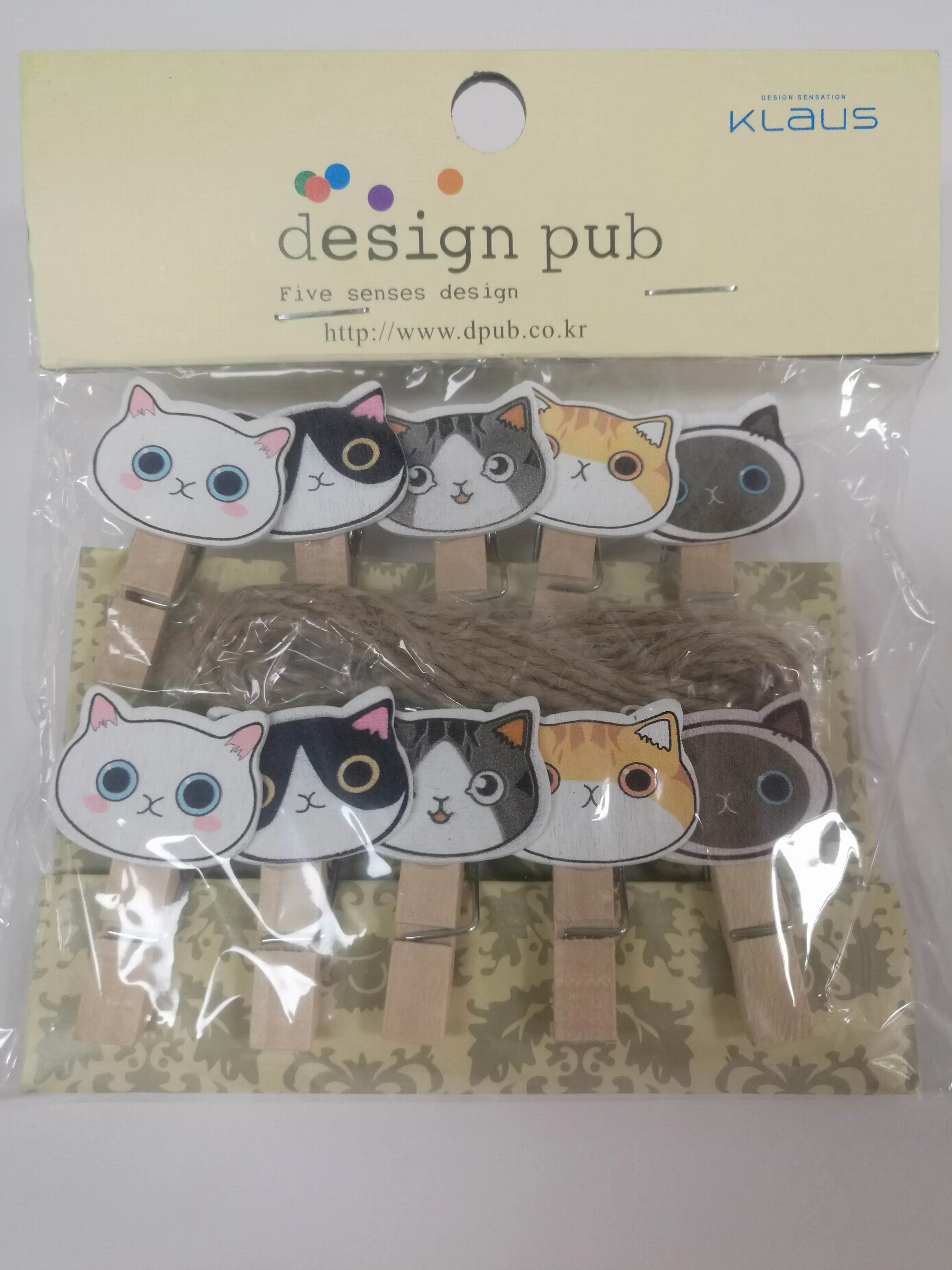Fancy Cat Head Coloring Wooden Clothespins