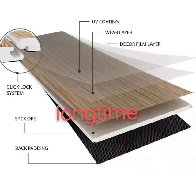 LT 6mm fireproof 1220*180mm commercial plastic bathroom Self Adhesive spc flooring for sale