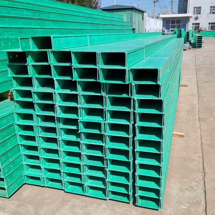 Glass fiber reinforced plastic trough cable bridge