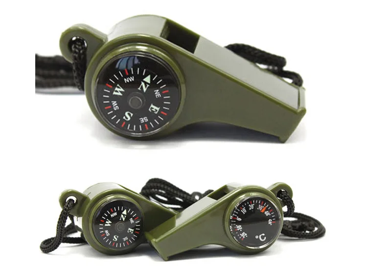 Outdoor multi-function whistle lifesaving with compass thermometer competition referee whistle