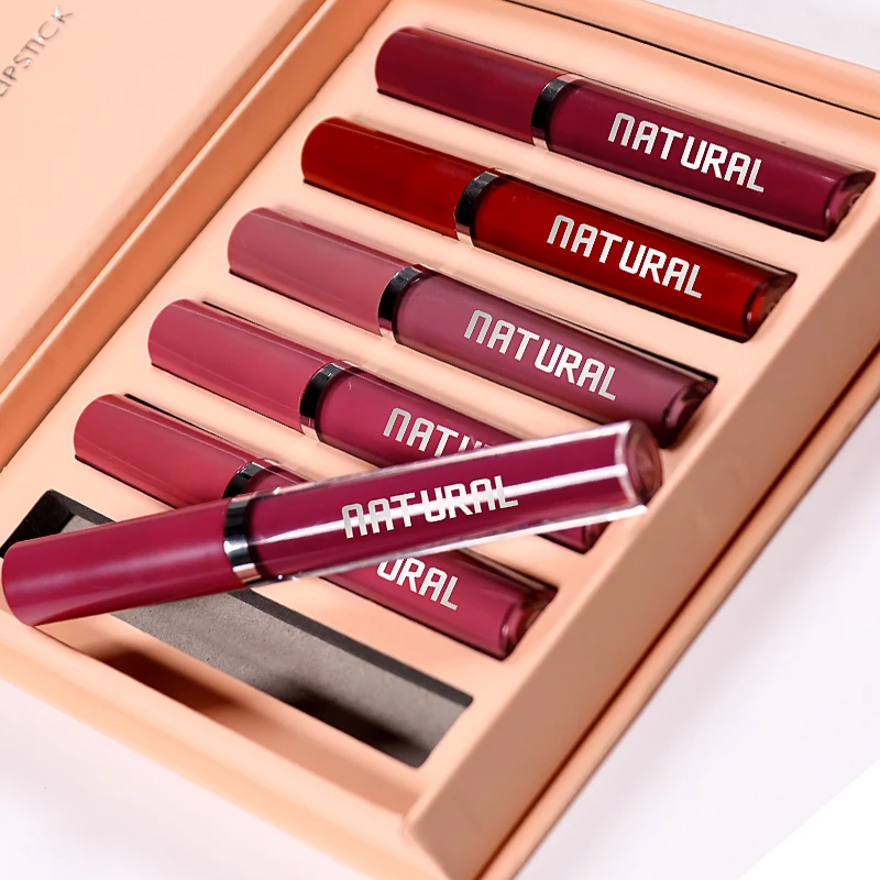 Make Your Own Logo Lipstick Set 6Pcs Matte Long Lasting Korean Makeup Wholesale Nude Waterproof Lipgloss Set