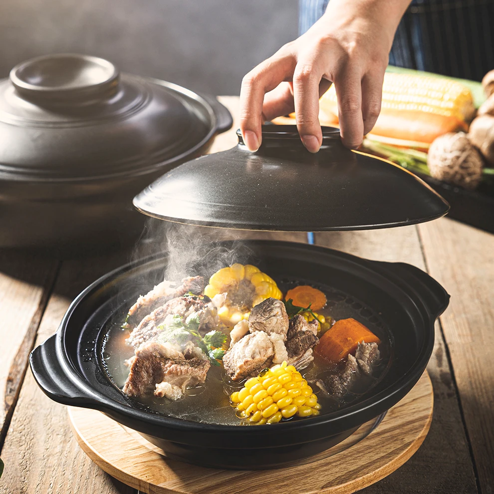 Multi-size black creative ceramic casserole Restaurant Kitchen household open fire soup pot