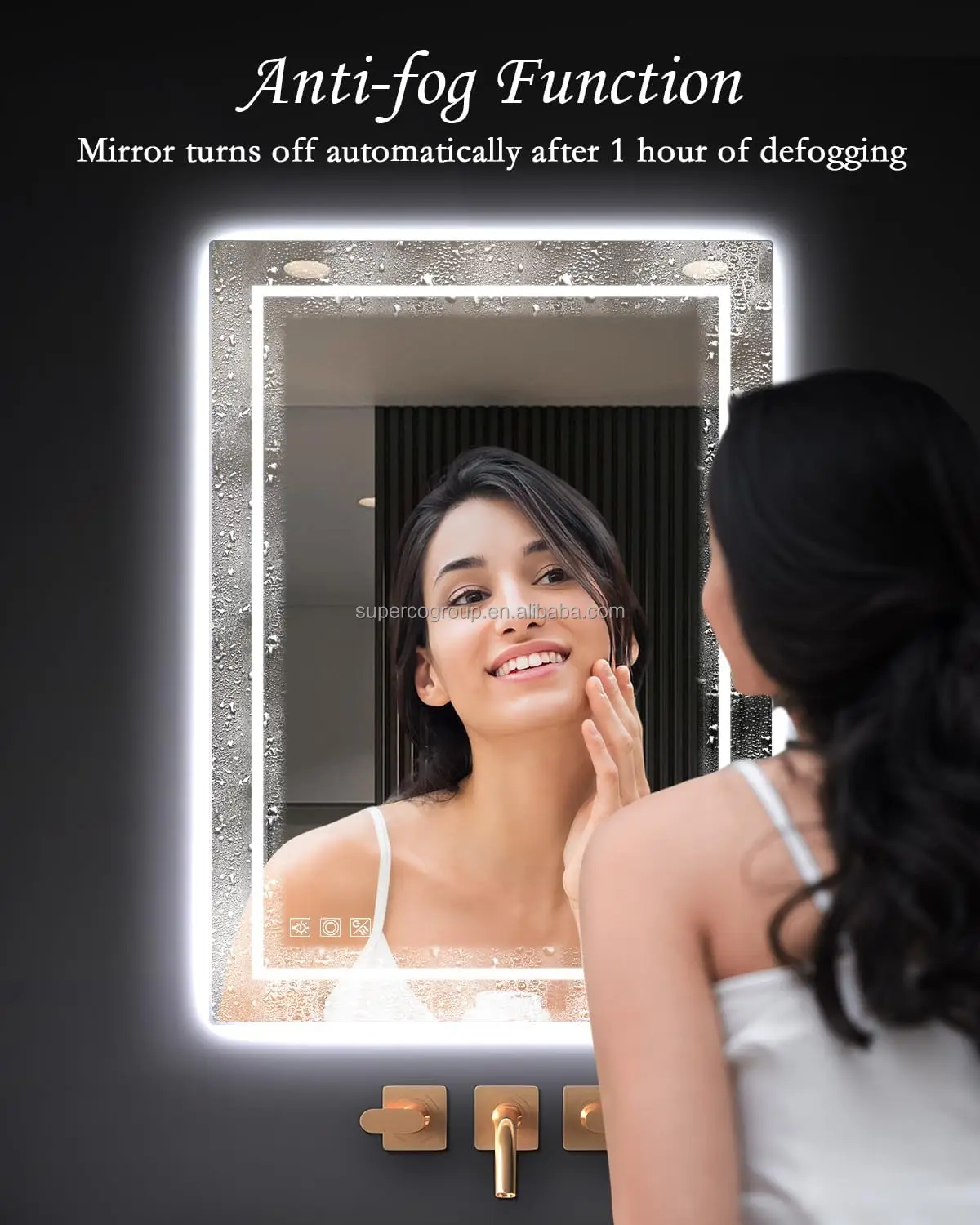 Superco Factory LED Wall Mirror Lamp for Bathroom Smart Touch Switch Modern Design for Beauty Hair Salon Hairdressing Makeup