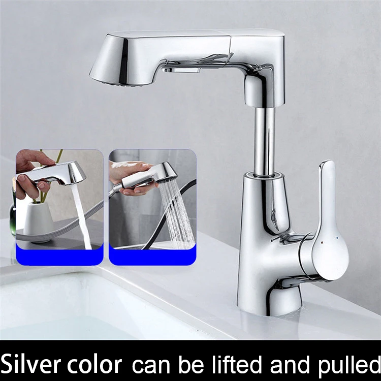 Basin Faucet Modern Bathroom Mixer Tap Grey Wash basin Faucet Single Handle Pull Out Hot Cold Waterfall Faucet Tapware Sink