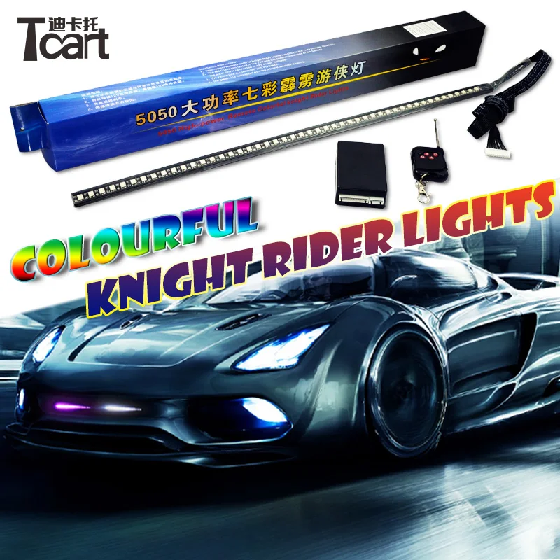 Tcart auto lighting strip 12v 54cm RGB color change 5050 chip Car grid decoration warning Led knight rider scan light