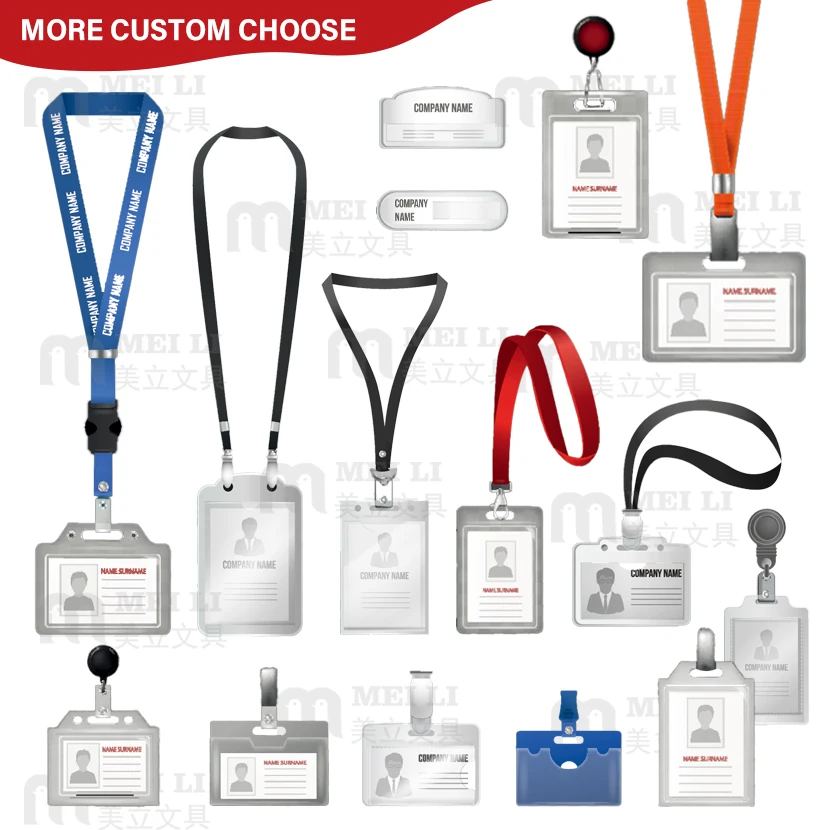 Custom Recyclable Clear PVC Staff Id Card Holder Transparent Holders Office Clear Protective Sleeve