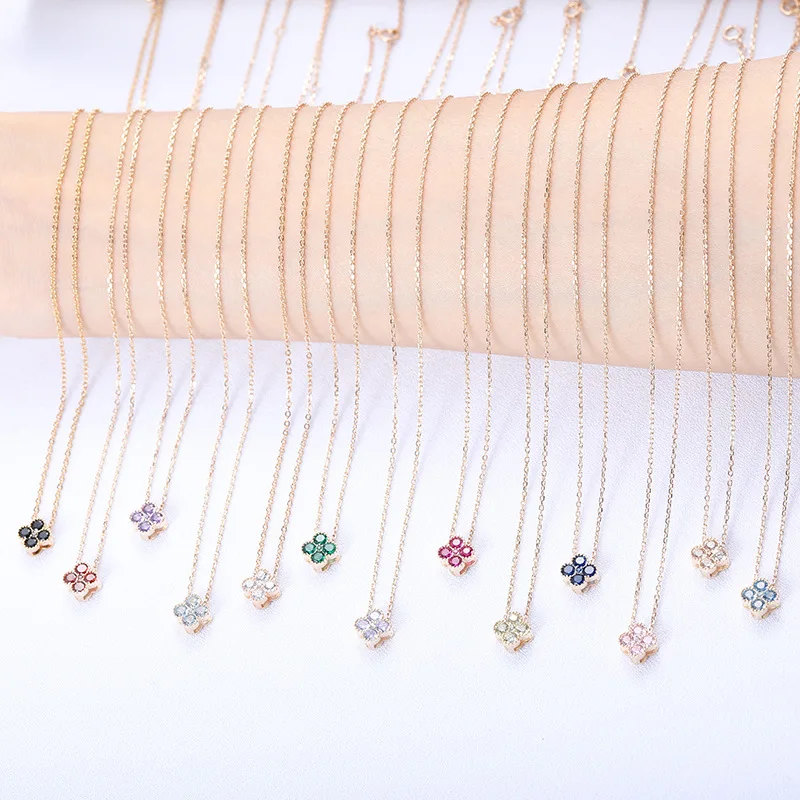 Оптовая позолоченное 925 стерлингового серебра драгоценный камень Клевер charm Позолоченные Ожерелье