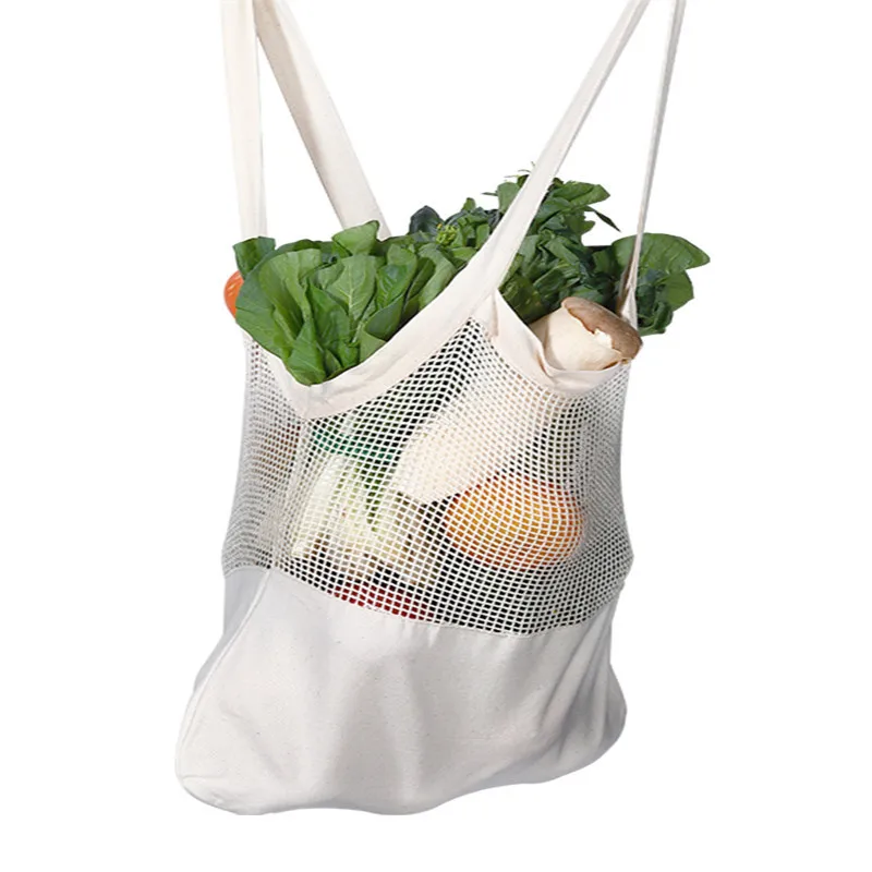 Custom Eco Friendly Recyclable 100% Cotton Shopping Tote Net Mesh Bags for Foods  Vegetable Cotton  Fruit Bag