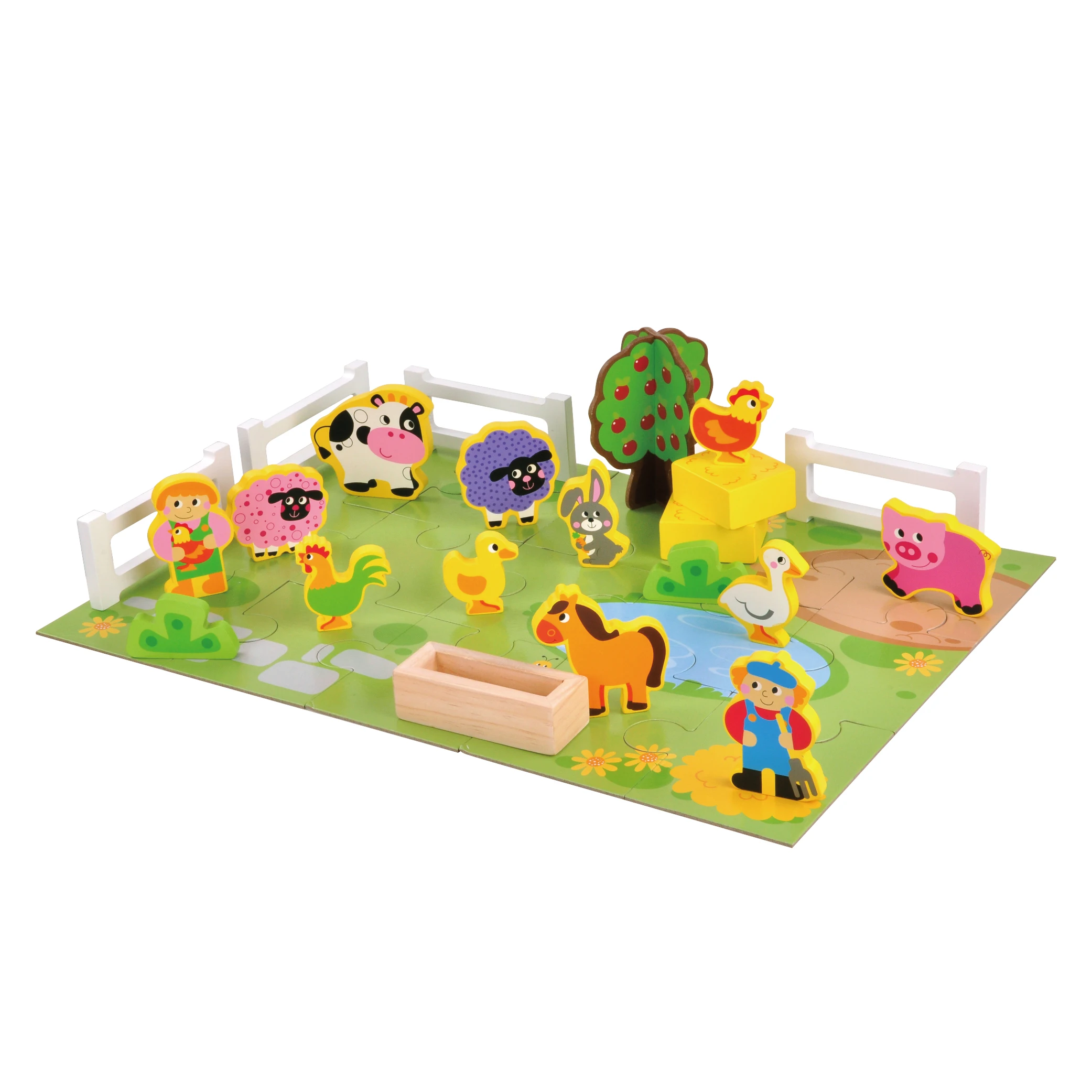 Children Education Wood Animals Farm House Custom Kids Wooden Toys 2024 Farm House Toys