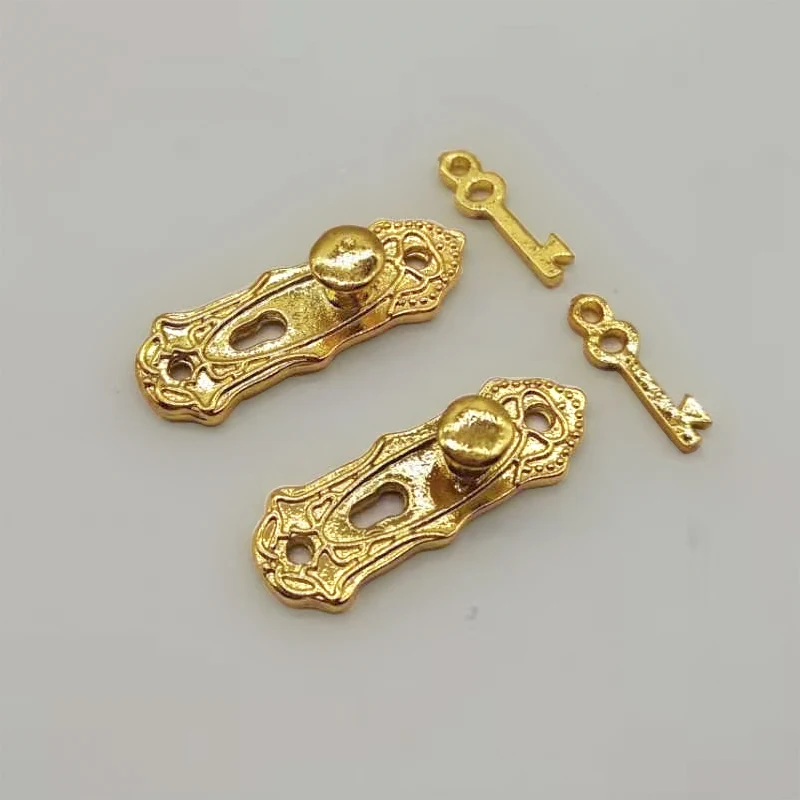 iland miniatures 1:12 Doll house door knob w/ key wooden door lock and key set/2 OA0060