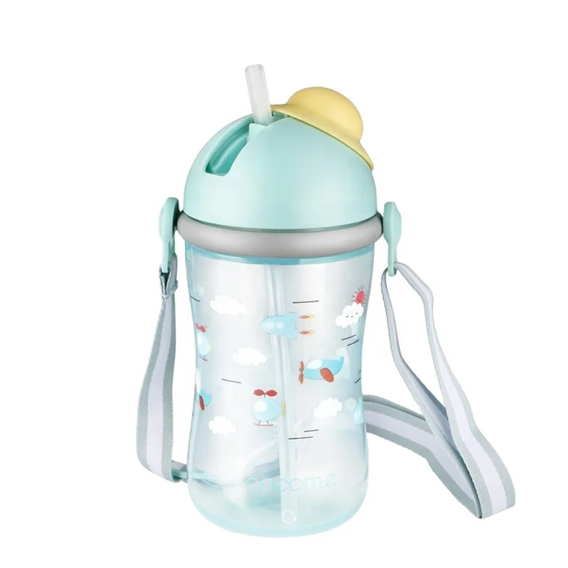 
Ningbo Longwell BPA Free PP Water Bottles Flip-Lid Cover Strap Handled Infant Feeding Water Sippy Cups Kids Baby Training Cup 