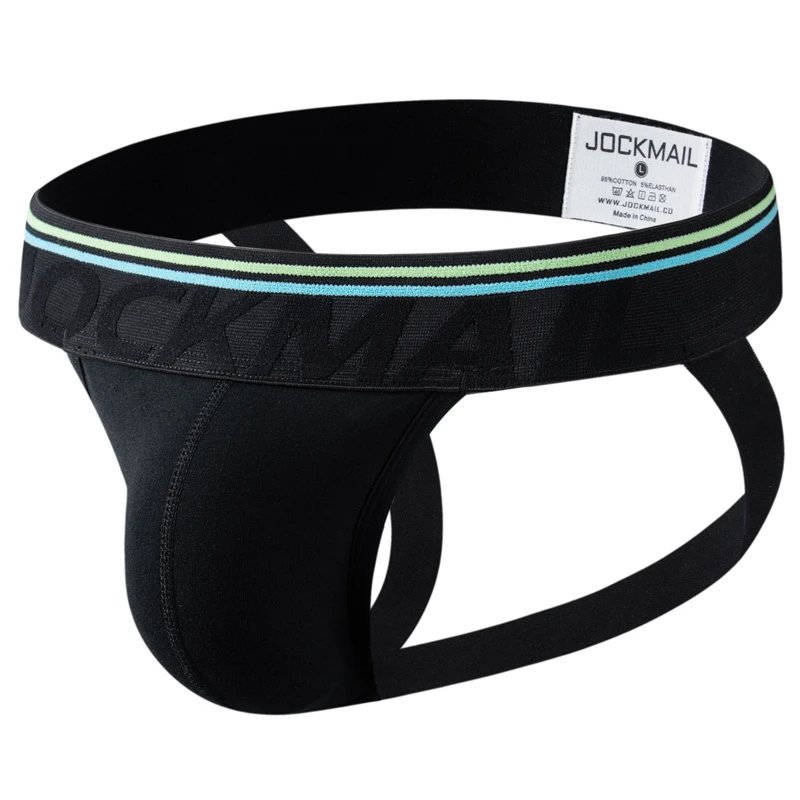 JOCKMAIL Gay jockstrap wide belt sexy men underwear black cotton Briefs Large size white Thong Fiber male bikini shorts