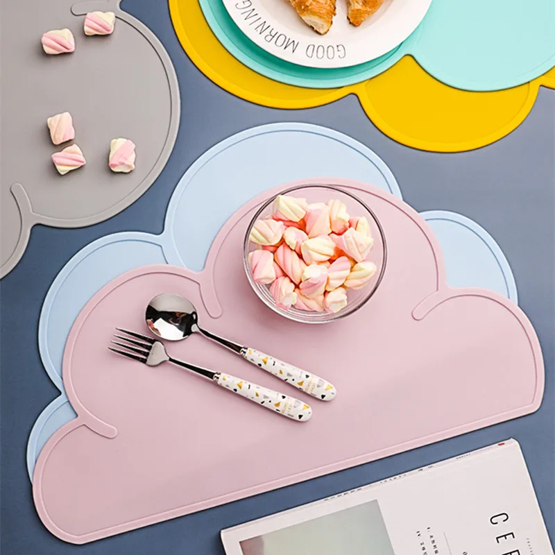 HOT SALES NEW Cloud Shape Silicone Baby Place Mat Non-slip Heat Resistant Waterproof Dinning Table Mat Kitchen Bowl Plate Mats