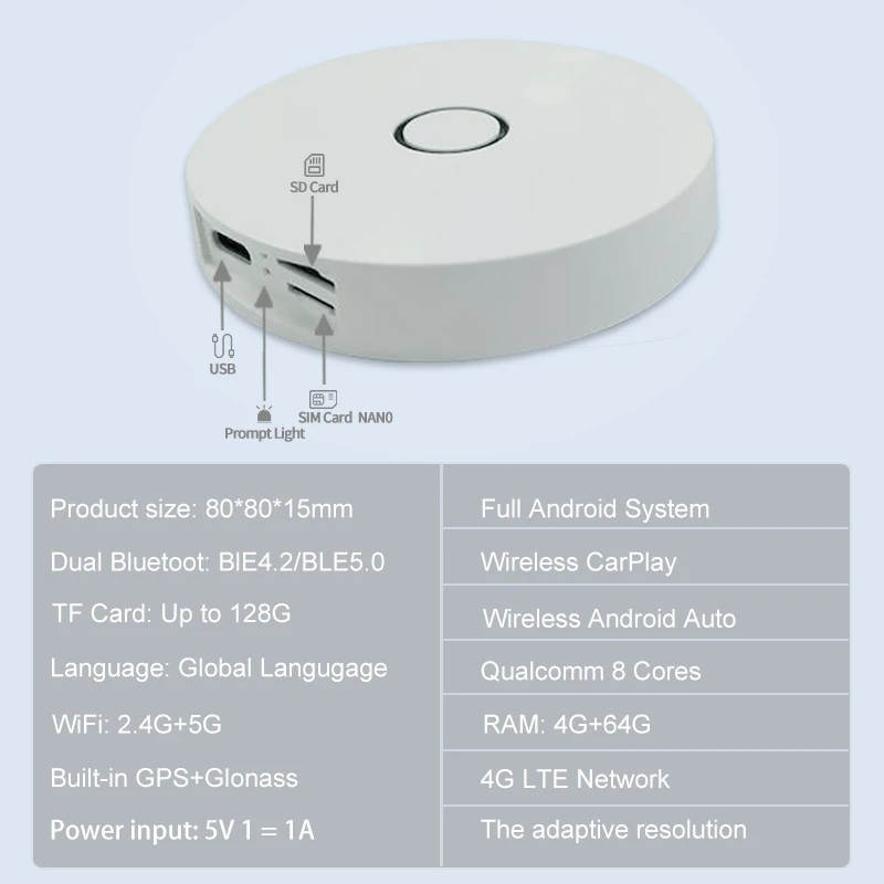 Ai box usb obd carplay dongle android system 4GB + 64GB wireless Android auto android Carplay ai smart box