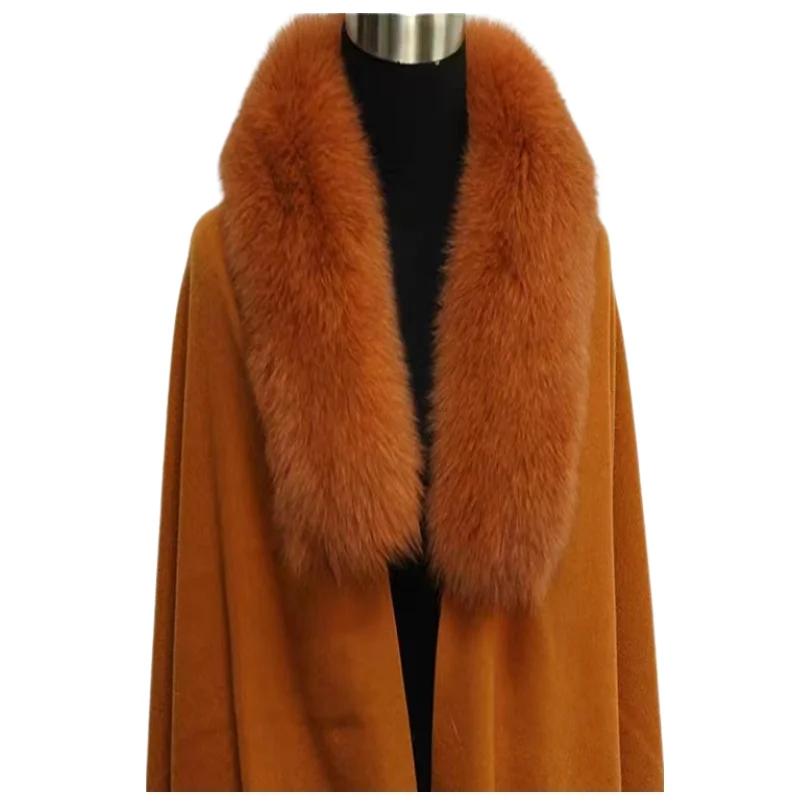 fur wool collar ladies thermal sleeve cape  jacquard fashion women fringe knitted for  shawl