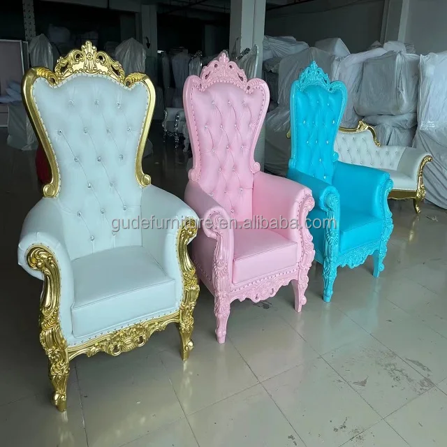 most popular design Luxury golden frame cheap king and queen throne chairs