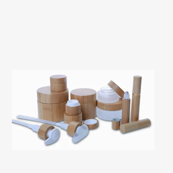 Оптовая продажа, OEM Экологически чистая акриловая бамбуковая бутылка для косметики, Бамбуковая банка для лосьона, бутылка-распылитель, набор для упаковки косметики