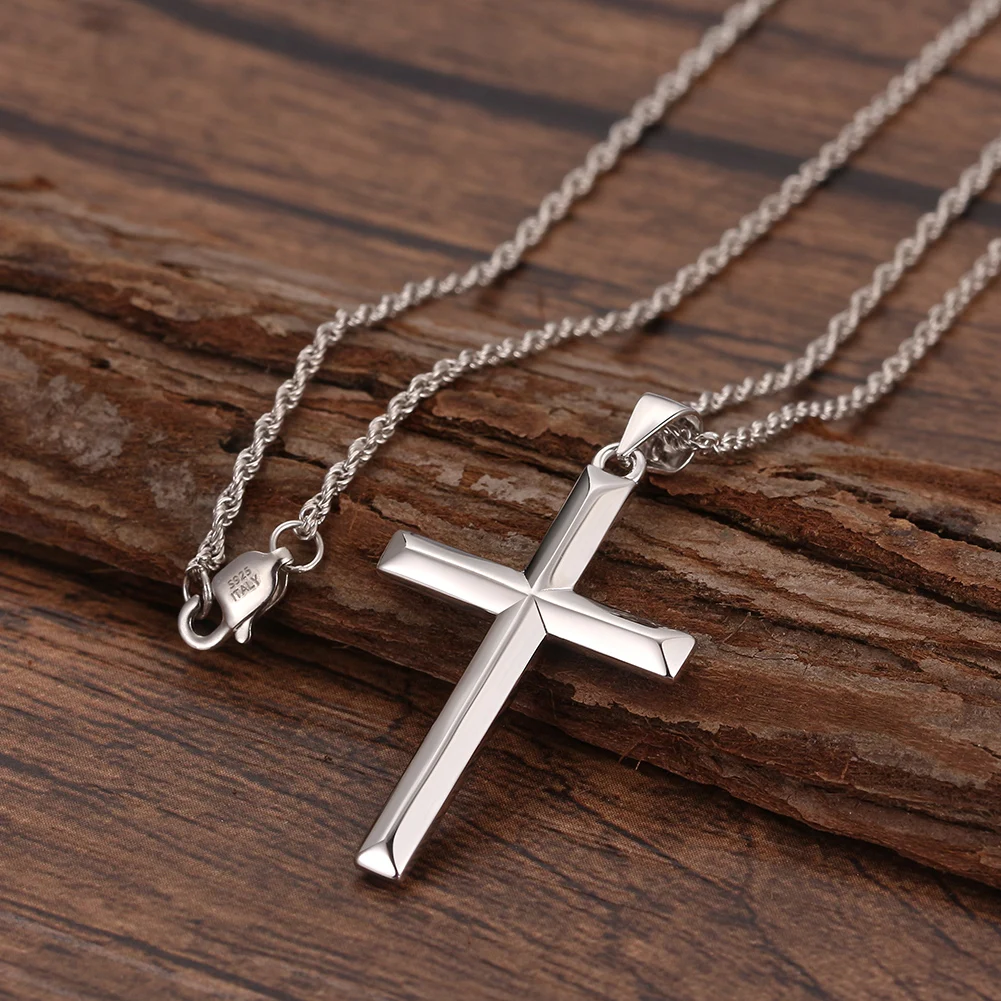 NMN01 RINNTIN 925 Sterling Silver Fine Jewelry Necklaces 14K Gold Plated Plated Cross Necklace for Men