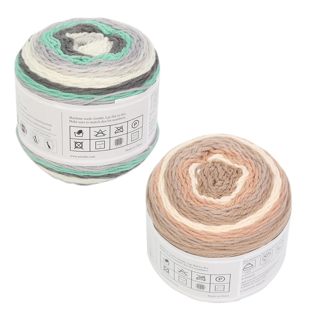 On Ball Cake Yarn Melange Color Crochet Knitting Yarn Chunky 80% Wool 20% Acrylic Blend Fancy Baby Sweater Yarn