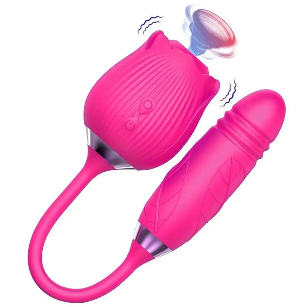 High quality sex toy stimulator clitoral sucking licking tongue rose shape silicone g spot flower dildo vibrator