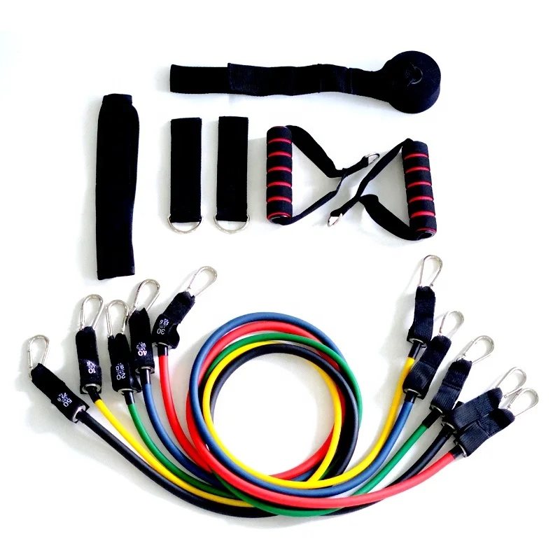 Five Levels 11pcs Resistance bands with Door Anchor,Handles,Portable Bag,Legs Ankle Straps for Musle Training Physical Therapy