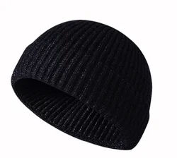 Custom Knit Cuffed Wool Slouchy Beanie,Streetwear Private Woven Label Logo Beanies,Fisherman Skull Hats Winter Cap