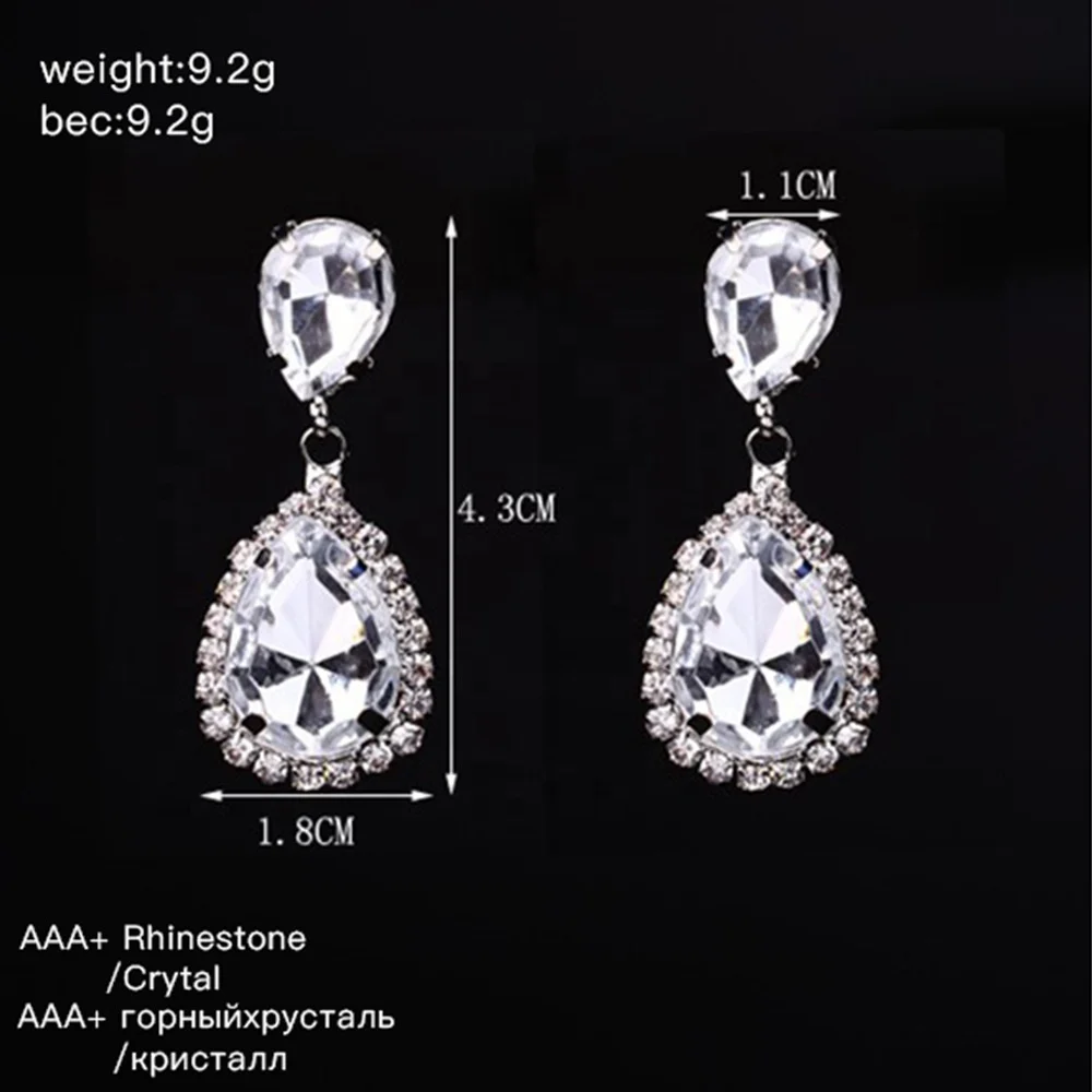 Ziming Red Wine Water Drop Rhinestone Earrings Elegant Evening Dressing Matching Crystal Diamond Earrings Wedding Bridal Earring