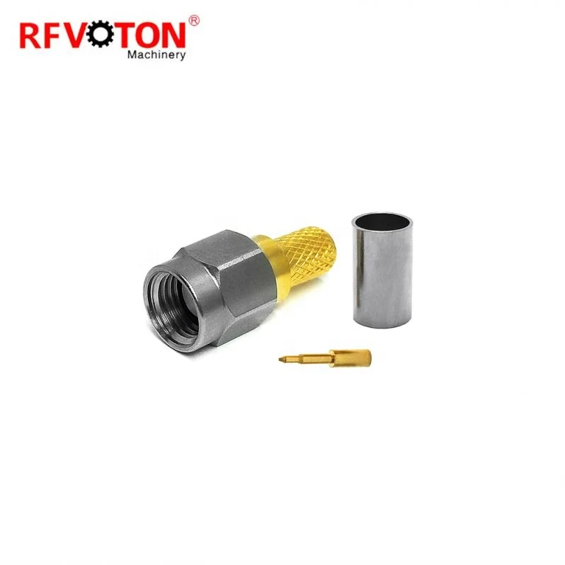 
stainless steel SMA plug male connector for LMR195 LMR200 RG58 RG223 RG400 