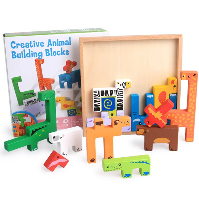 
Children educational toys creative new animal 3D building blocks wooden puzzles baby toys 