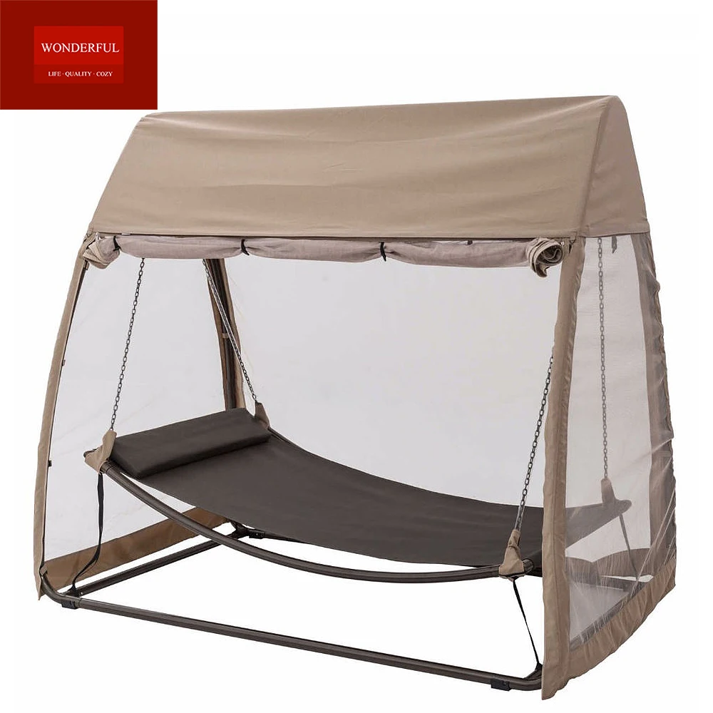 New arrival outdoor leisure swing bed gazebo with mosquito net garden furniture