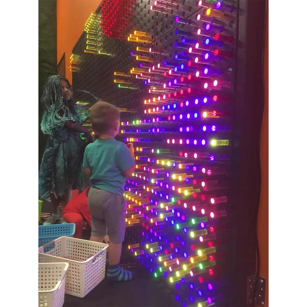 Hot Sale Kids Interactive Light Bright Wall Game Rod Light Children Wall Panels Rainbow Colors for Science Center