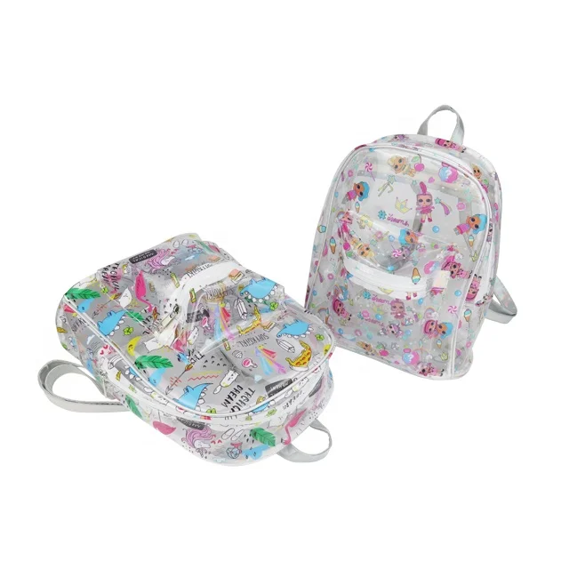 OEM Girls Stylish Mini PVC Custom Clear Drawstring Backpack For Kids