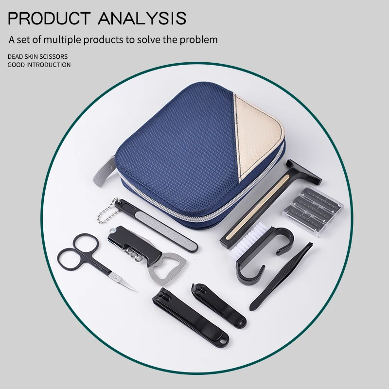Factory Wholesale Portable 9pcs Manicure & Pedicure Set Durable Nail Clippers & Shaving Set