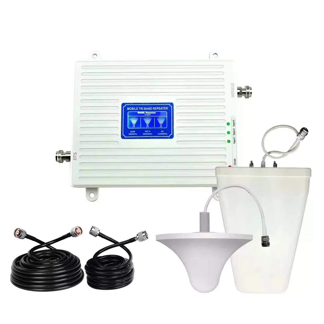 High gain 80db Network Repeater 900 1800 2100mhz Tri Band GSM 3G 4G 5G Mobile Signal Booster