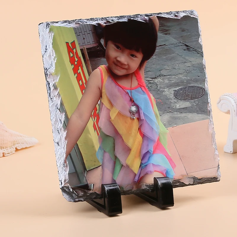 Customized 15*15cm Rectangle Blank Sublimation Coated Photo Slate Rocks