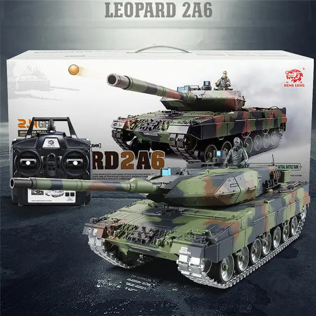 Professional 3889-1 Metal Tank German Leopard 2 A6 RC Main Battle Tank 2.4G 1/16 HengLong Model Toy Remote Control War Tank Car