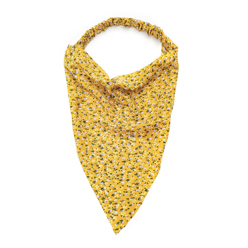 Hot Selling Bohemian Style Fabric Elastic Head Bandanas Print Flower Triangular Headband For Women