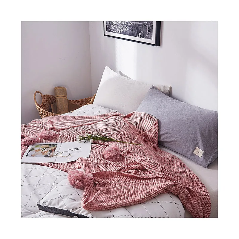 2021 Modern Customizable Knitted 100%Cotton Soft Blanket Throw