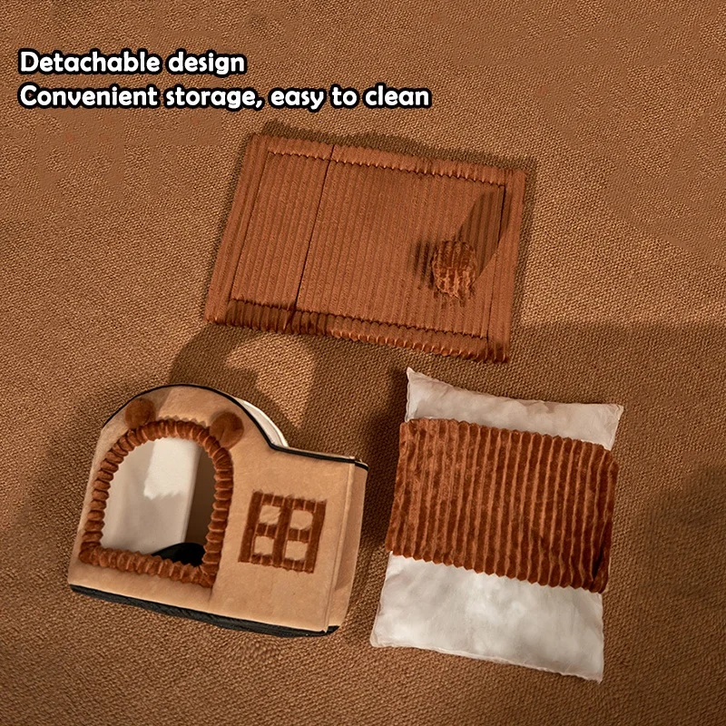 Hot Sale Cat Dog Bed Cave Cozy Removable Cover Winter Warm Indoor Foldable Cat House