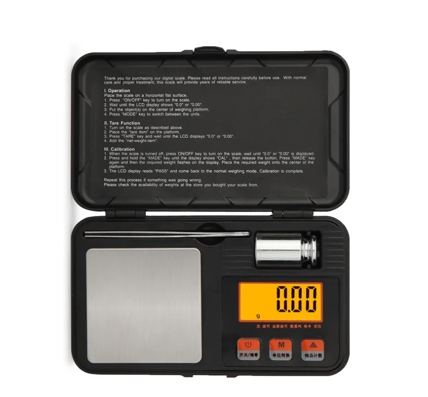 Factory sell 200g/0.01g high accurate sensor backlight LCD display mini pocket jewelry scale