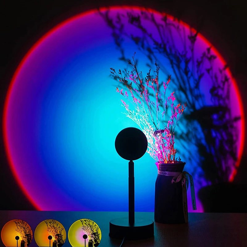 
Dropshipping Mini Smart Sunset Floor Lamp Projector Night Light Proyector Rainbow Projection Sunset Lamp 