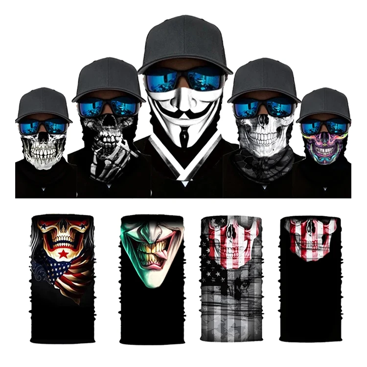 Breathable Polyester Tube Seamless Winter Skull Buff Personalizado Bandana