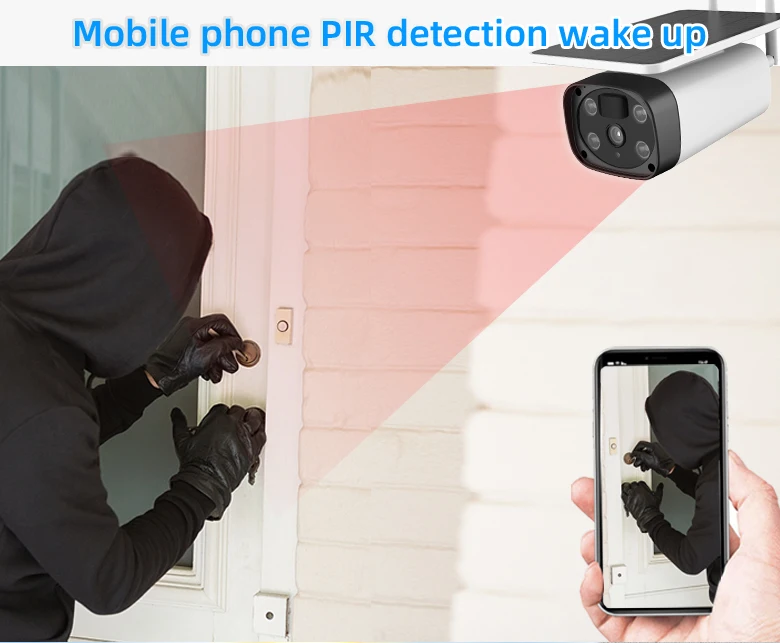 Outdoor Remote mobile phone PIR detection wake up supported Tuya Smart Life APP 4G Wifi Solar Camera