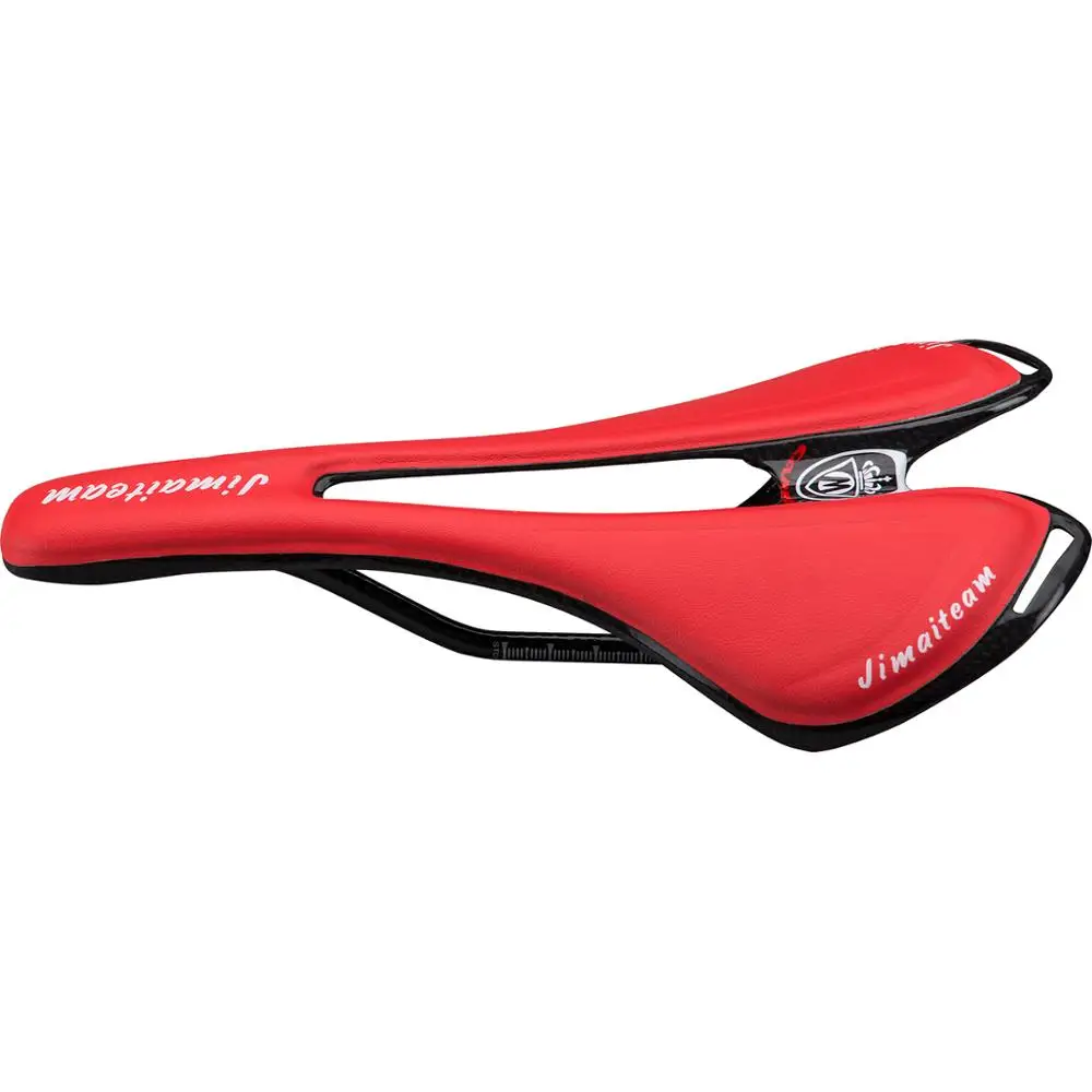 JIMAITEAM 121g high strength red glossy/matte half-wrapped leather carbon road bike saddle