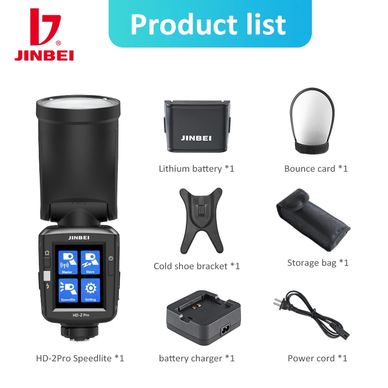inlightray JINBEI HD-2 PRO TTL Li-ion Round for camera flash lights Portable Speedlite for outdoor shooting