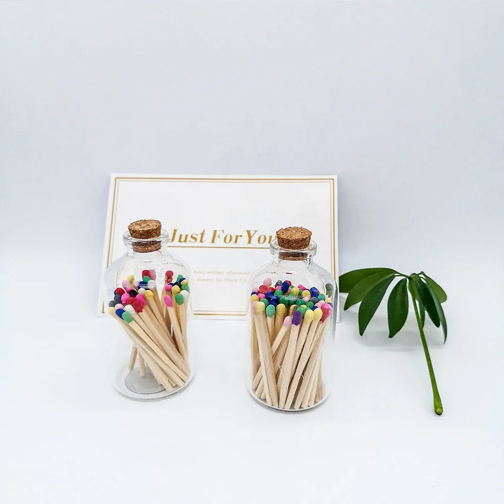 custom sticker jar black safety matches glass bottle matches jar long black matchstick wood colorful matches tips