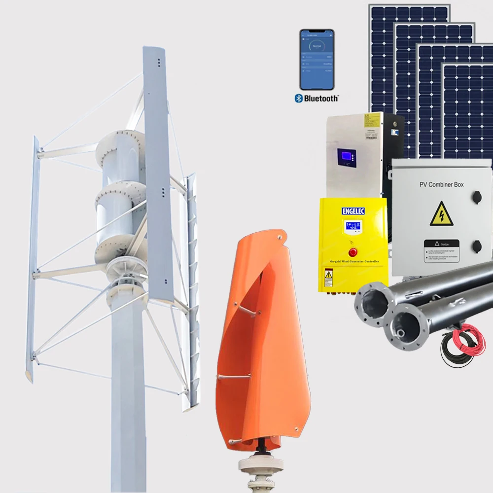Free Energy Vertical Wind Turbine Generator 3KW 5KW 10KW Low Noise 48v 96v 120v with MPPT Charge Controller