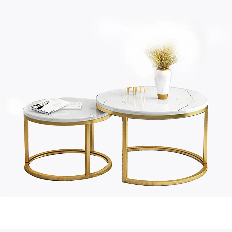 
Nordic Luxury Multifunctional Living Room Gold Modern Smart Marble MDF Wood Round Tea Table Sofa Side Simple Coffee Table/ 