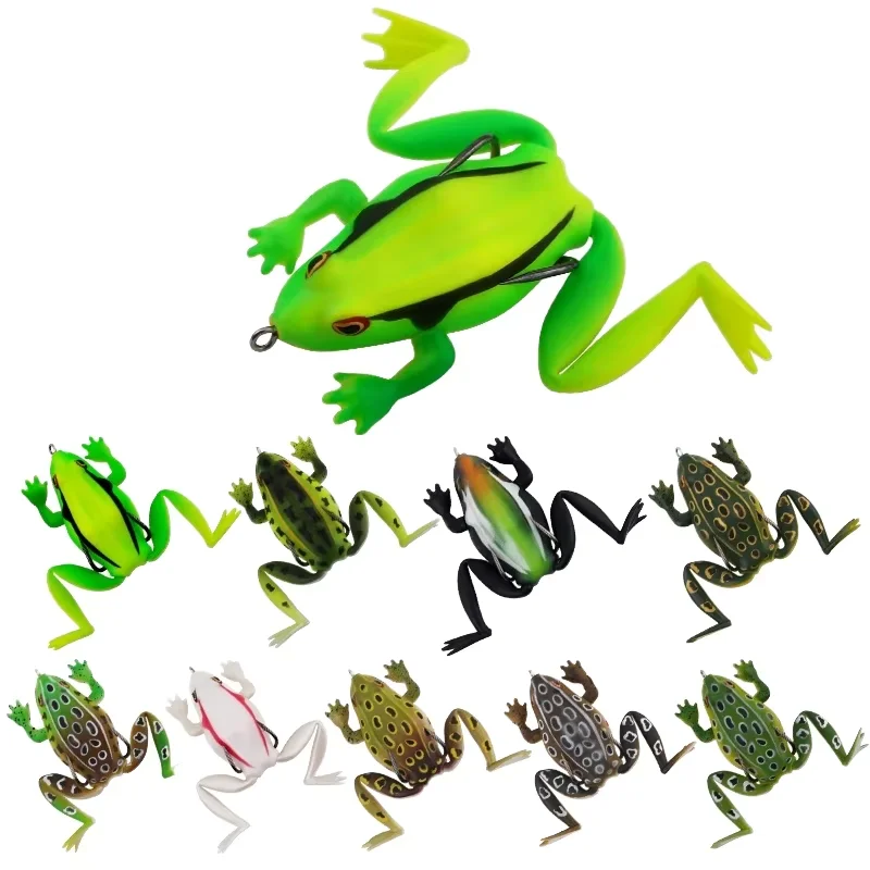 65mm/19g Floating Silica Gel Frog Soft Baits 60g Artificial Fishing Lure for River Lake Stream Ocean Boat Fishing